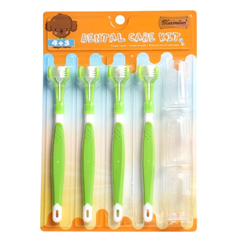 Pet Toothbrush Kit for Pet Dental Care Dental Brushes U-shaped Double-sided Heads Toothbrush Dogs and